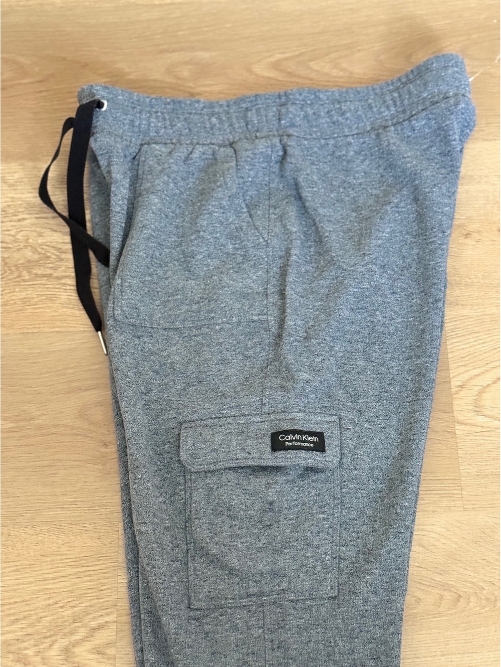 Calvin Klein Performance Gray Cargo Sweatpants with Drawstring Waist